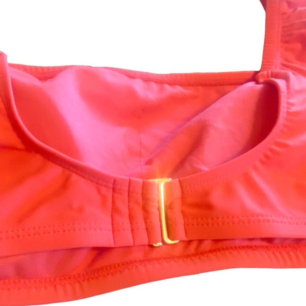 TIME & TRU Large 12-14 Peach Glow Halter Puff Sleeve Bikini TOP NWT - Picture 6 of 8